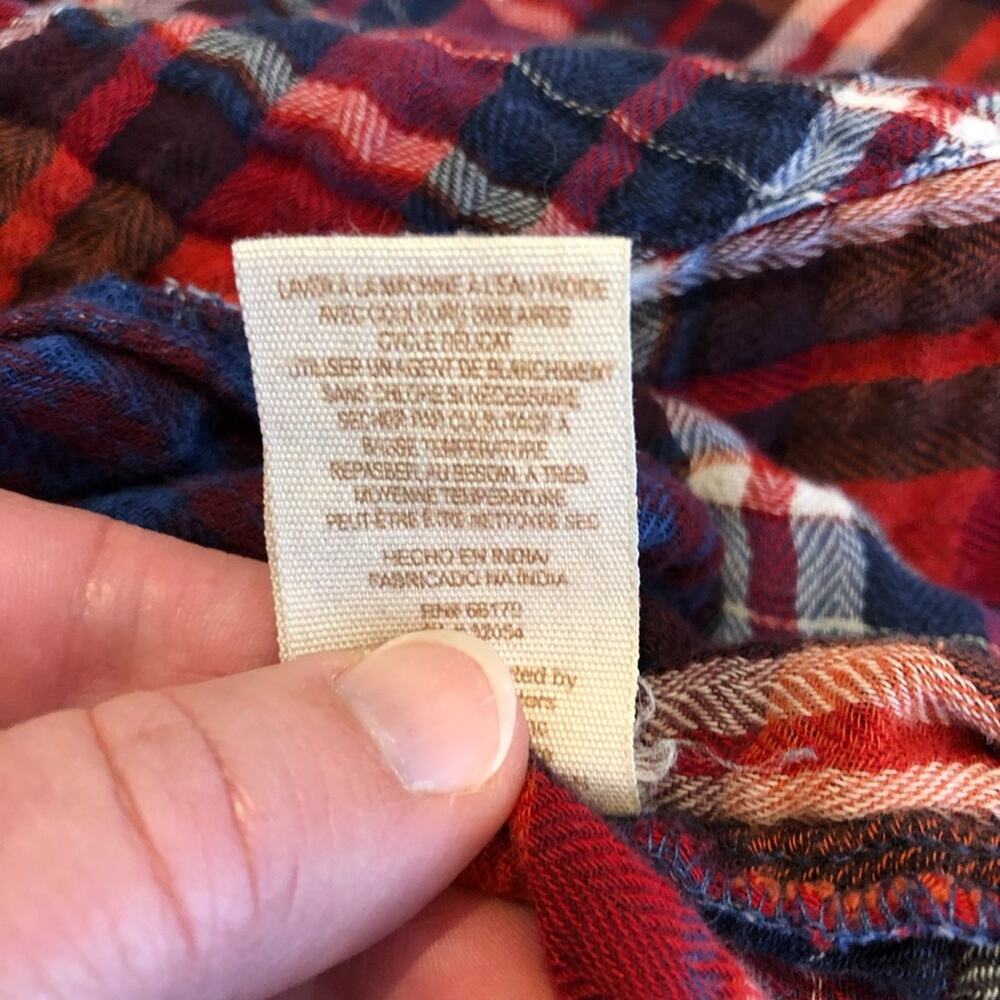 Free People Magical Plaid red blue white mixed plaid button down shacket Large - Picture 12 of 16